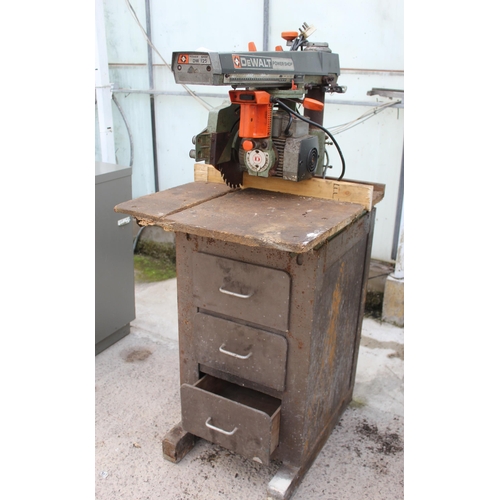 127 - DEWALT CROSS CUT MITRE SAW AND STAND IN WORKING ORDER  NO VAT