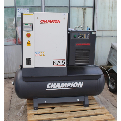 131 - CHAMPION KA5 COMPRESSOR - 3 PHASE - IN WORKING ORDER  + VAT