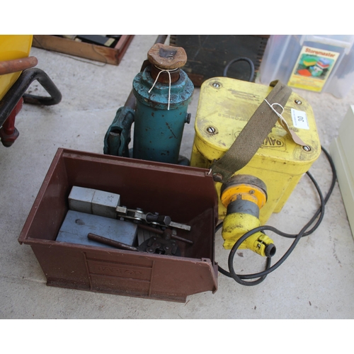 30 - TRANSFORMER, BOTTLE JACK, STAMPS CHAIN BREAKER - NO VAT