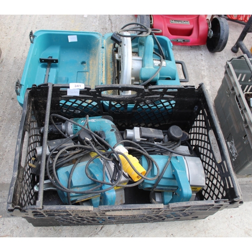 341 - TWO MAKITA  PLANERS, DRILL AND CIRCULAR SAW  NO VAT