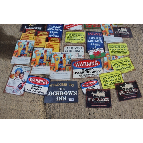 371 - NOVELTY ALUMINIUM SIGNS  (45) NO VAT