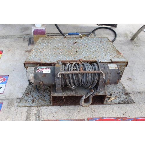 374 - A HEAVY DUTY ELECTRIC WINCH   NO VAT