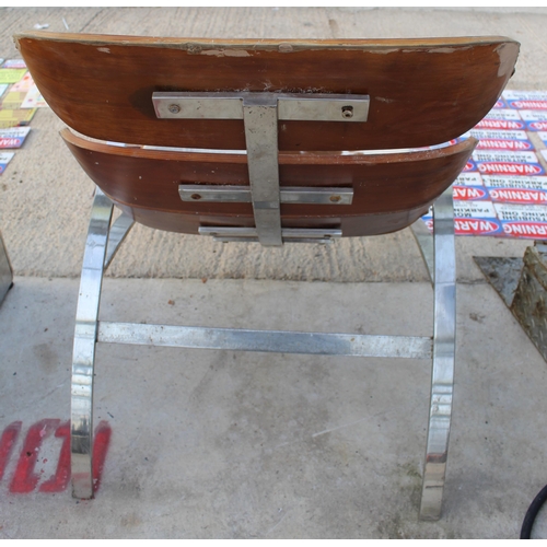 376 - DANISH RETRO COWHIDE STAINLESS CHAIR (RARE, VINTAGE)  NO VAT