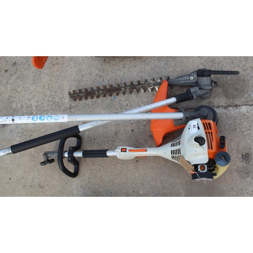 39 - STIHL KM55 PETROL COMBI TOOL C/W ATTACHMENTS - NO VAT