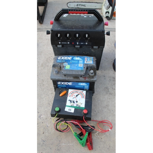 65 - 2 ELECTRIC FENCE ENERGISERS WITH BATTERY  NO VAT