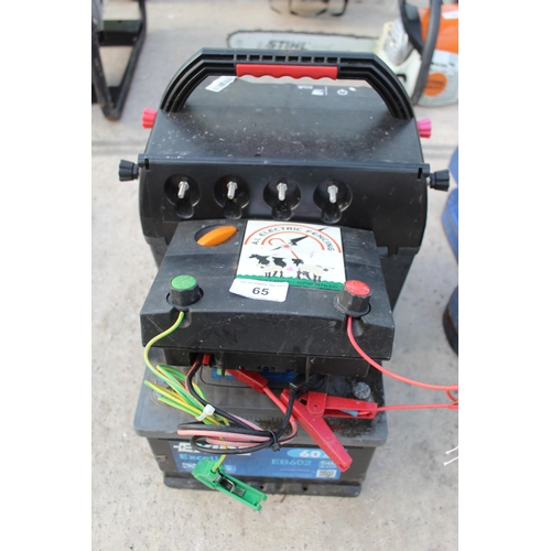 65 - 2 ELECTRIC FENCE ENERGISERS WITH BATTERY  NO VAT