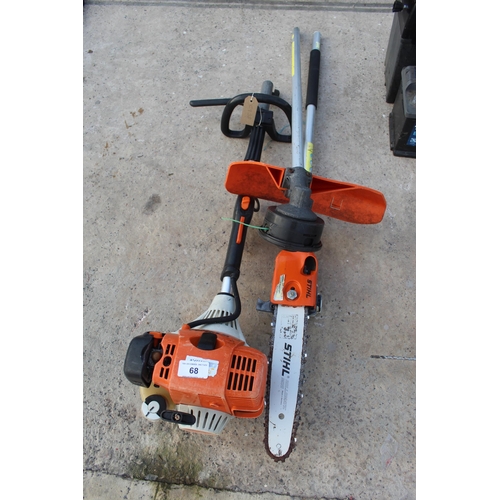 68 - STIHL COMBI UNIT KM 130 WITH ATTACHMENTS  NO VAT