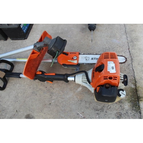 68 - STIHL COMBI UNIT KM 130 WITH ATTACHMENTS  NO VAT