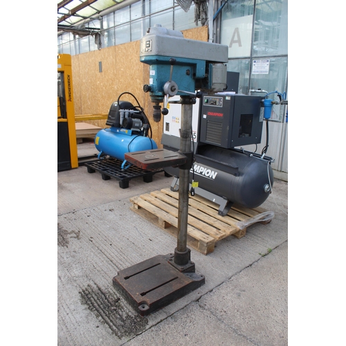 132 - BLUE TALL PILLAR DRILL IN WORKING ORDER  + VAT