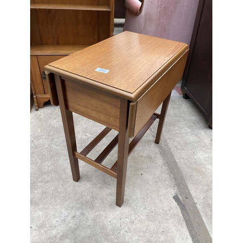 2553 - A RETRO TEAK DROP LEAF TABLE WITH DRAWER, 23