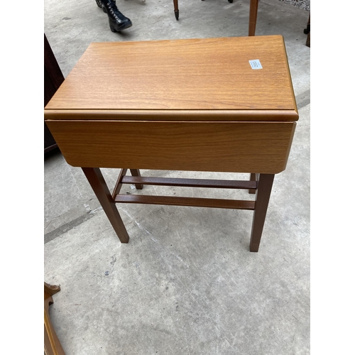 2553 - A RETRO TEAK DROP LEAF TABLE WITH DRAWER, 23