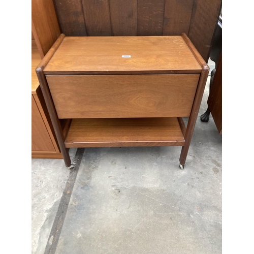 2563 - A RETRO TEAK TWO TIER DROP LEAF TROLLEY