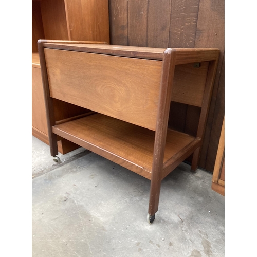 2563 - A RETRO TEAK TWO TIER DROP LEAF TROLLEY