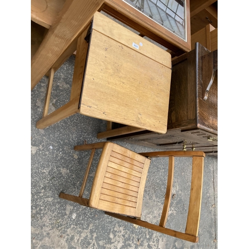 2574 - A MID 20TH CENTURY CHILDS DESK AND CHAIR