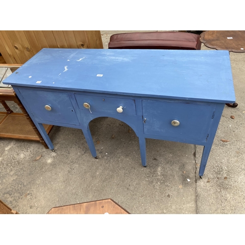 2578 - A BLUE PAINTED REGENCY STYLE SIDEBOARD, 57