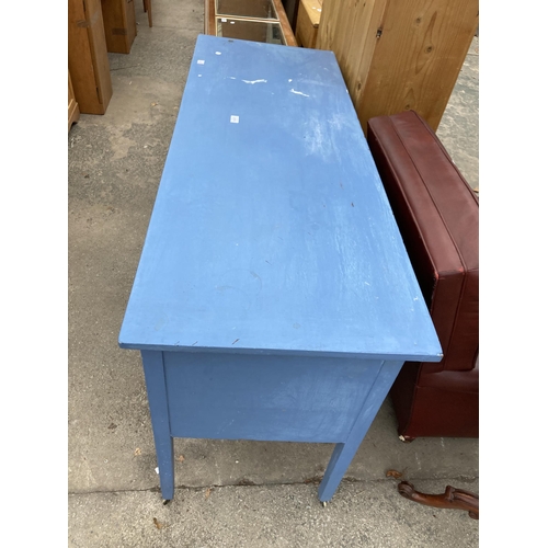 2578 - A BLUE PAINTED REGENCY STYLE SIDEBOARD, 57