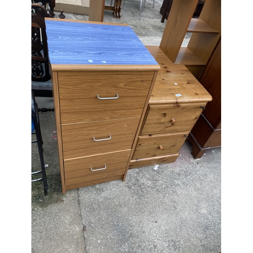 2583 - A PINE DUCAL TWO DRAWER FILING CABINET AND WOODEN EFFECT THREE DRAWER FILING CABINET