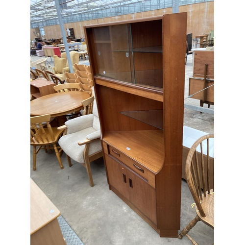 2621 - A G PLAN RETRO TEAK CORNER UNIT WITH GLAZED UPPER PORTION, 39