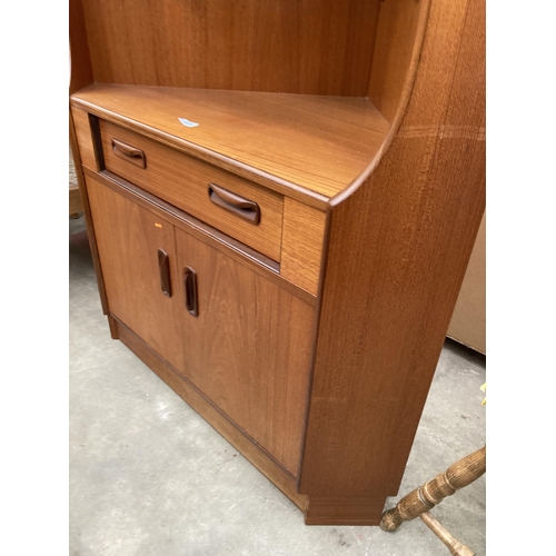 2621 - A G PLAN RETRO TEAK CORNER UNIT WITH GLAZED UPPER PORTION, 39