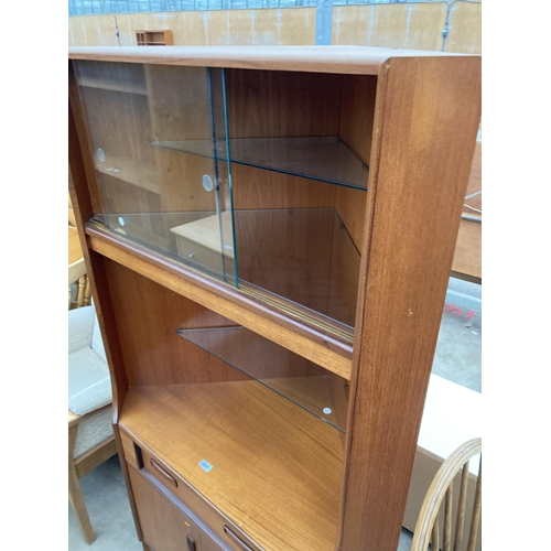 2621 - A G PLAN RETRO TEAK CORNER UNIT WITH GLAZED UPPER PORTION, 39