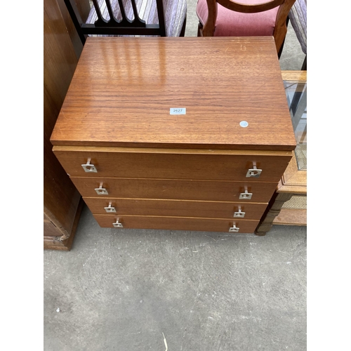 2627 - A SMALL RETRO TEAK CHEST OF FOUR DRAWERS, 22