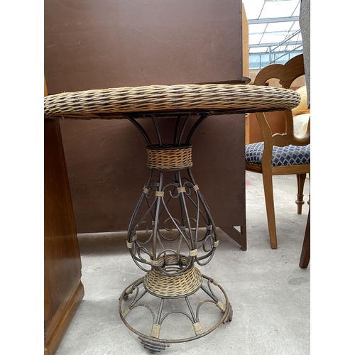 2636 - A WICKER AND METALWARE CONSERVATORY TABLE, 30