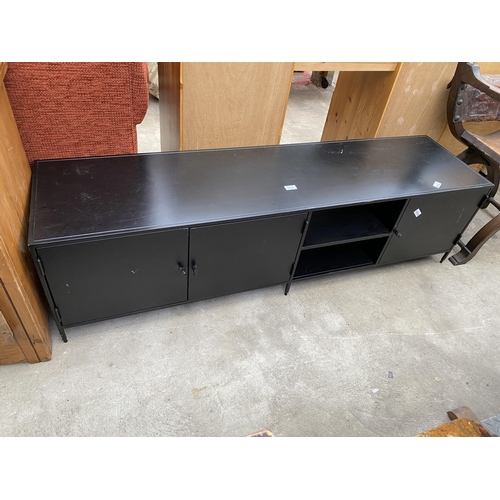 2641 - A METALWARE BLACK PAINTED ENTERTAINMENT UNIT, 62