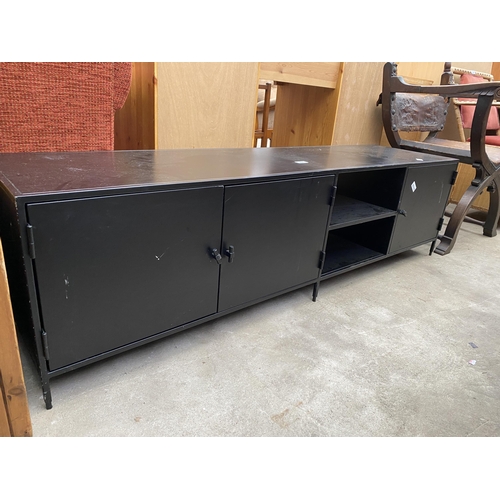 2641 - A METALWARE BLACK PAINTED ENTERTAINMENT UNIT, 62