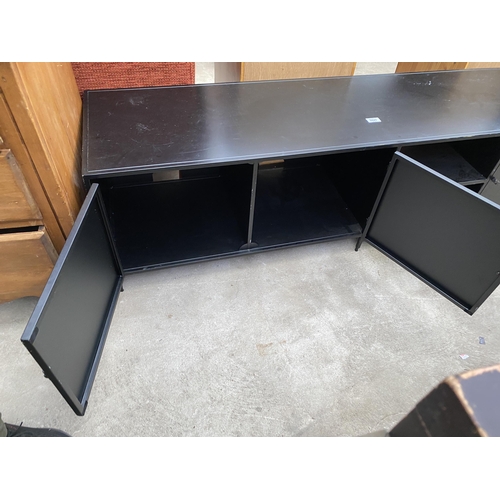 2641 - A METALWARE BLACK PAINTED ENTERTAINMENT UNIT, 62