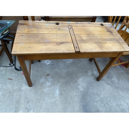 2644 - A MID 20TH CENTURY E.S.A. DOUBLE CHILDS DESK AND SIMILAR CHAIR