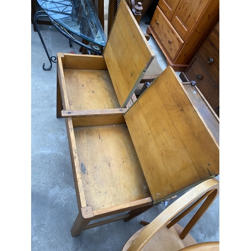 2644 - A MID 20TH CENTURY E.S.A. DOUBLE CHILDS DESK AND SIMILAR CHAIR