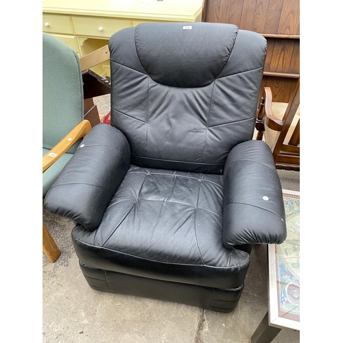 2648 - A BLACK FAUX LEATHER RECLINER CHAIR