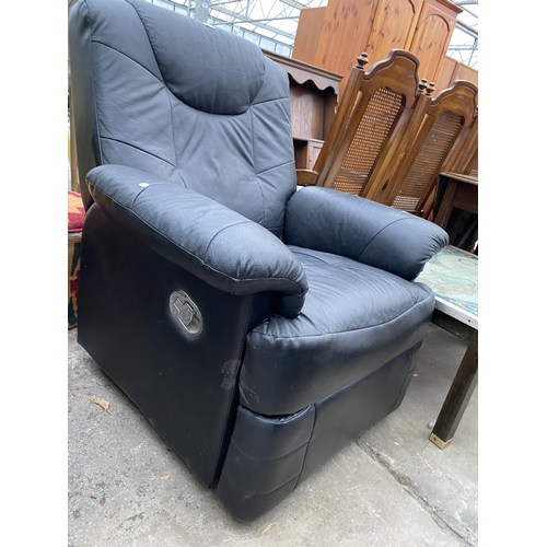 2648 - A BLACK FAUX LEATHER RECLINER CHAIR