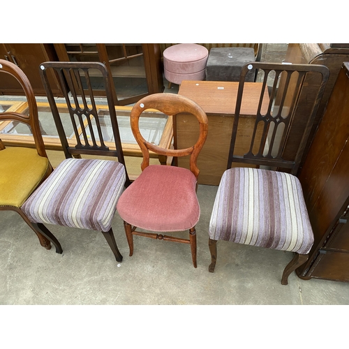 2685 - A PAIR OF EDWARDIAN BEDROOM CHAIRS AND VICTORIAN BEDROOM CHAIR