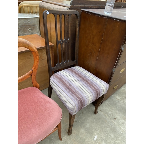 2685 - A PAIR OF EDWARDIAN BEDROOM CHAIRS AND VICTORIAN BEDROOM CHAIR