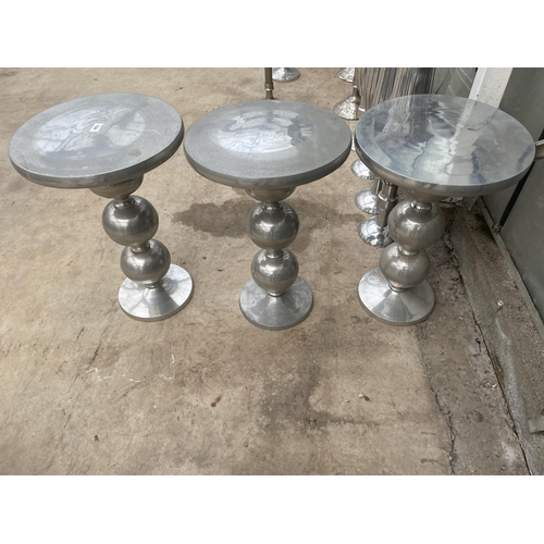 1506 - THREE DECORATIVE METAL DISPLAY PEDESTALS/FLOWER STANDS