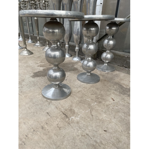 1506 - THREE DECORATIVE METAL DISPLAY PEDESTALS/FLOWER STANDS