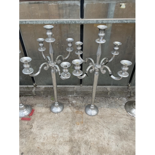 1511 - A PAIR OF DECORATIVE FIVE BRANCH CANDELABRAS