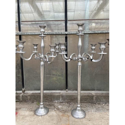 1511 - A PAIR OF DECORATIVE FIVE BRANCH CANDELABRAS