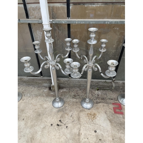 1514 - A PAIR OF DECORATIVE FIVE BRANCH CANDELABRAS