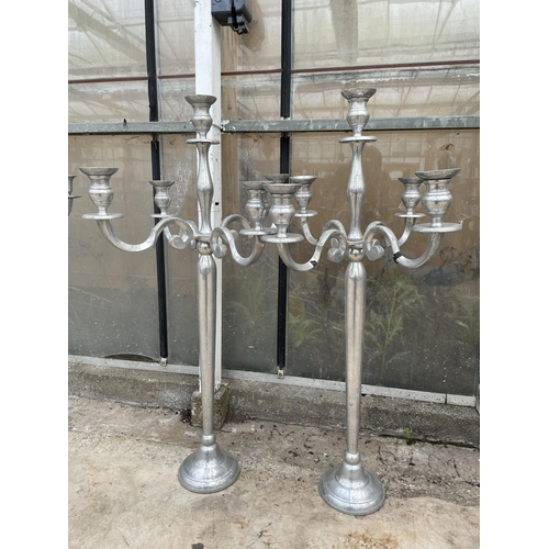 1514 - A PAIR OF DECORATIVE FIVE BRANCH CANDELABRAS