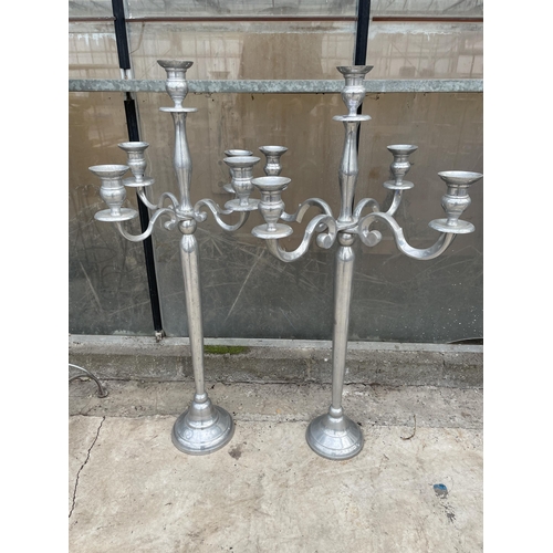 1517 - A PAIR OF DECORATIVE FIVE BRANCH CANDELABRAS