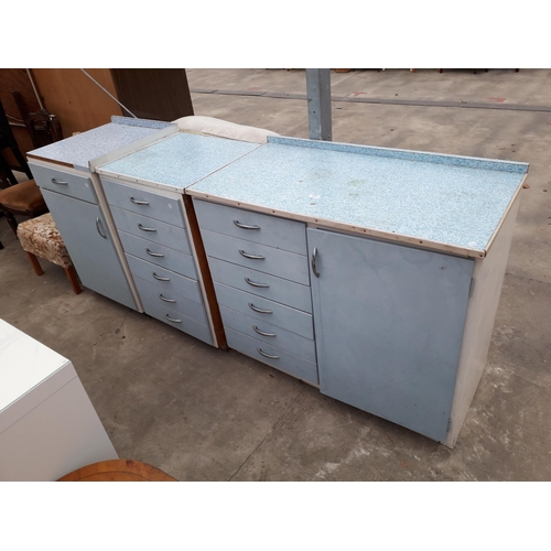 2693 - THREE MID 20TH CENTURY KITCHEN UNITS WITH FORMICA TOPS, 85