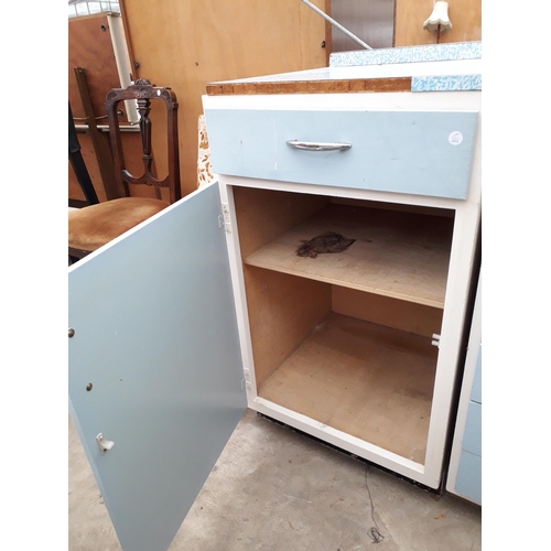 2693 - THREE MID 20TH CENTURY KITCHEN UNITS WITH FORMICA TOPS, 85