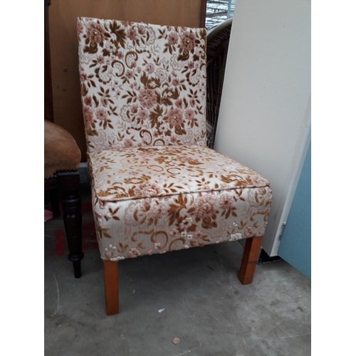 2694 - A VICTORIAN MAHOGANY DINING CHAIR AND A BEDROOM CHAIR