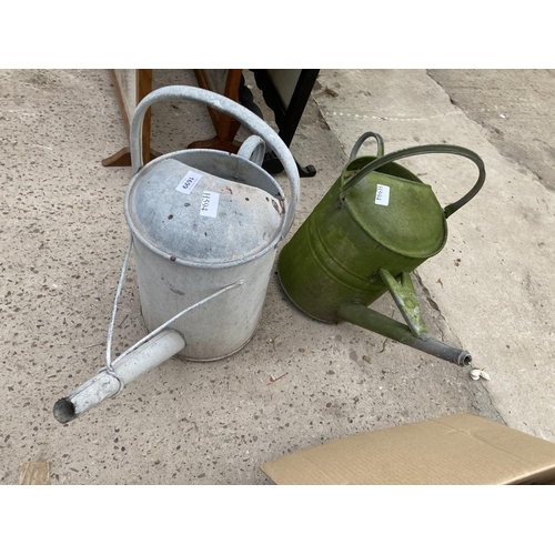 1699 - TWO VINTAGE GALVANISED WATERING CANS