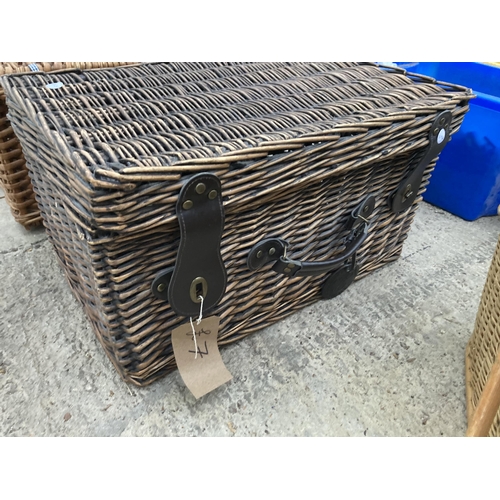 1713 - THREE VARIOUS WICKER BASKETS