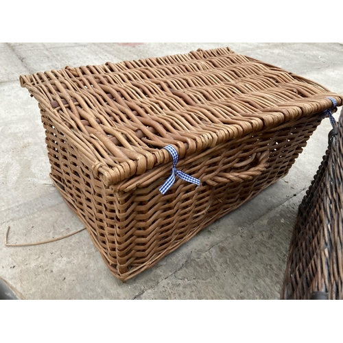 1713 - THREE VARIOUS WICKER BASKETS