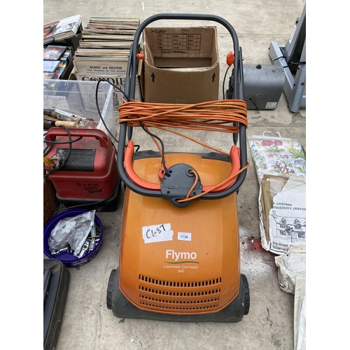 1736 - A FLYMO ELECTRIC LAWNRAKE COMPACT 340 SCARIFIER