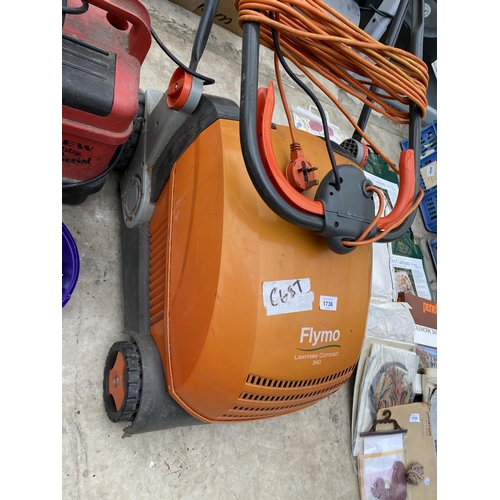 1736 - A FLYMO ELECTRIC LAWNRAKE COMPACT 340 SCARIFIER